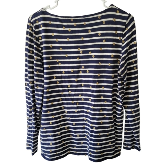 Boden Metallic Polka-dots with Stripes Long Sleeve Shirt Size 10 - Picture 2 of 6